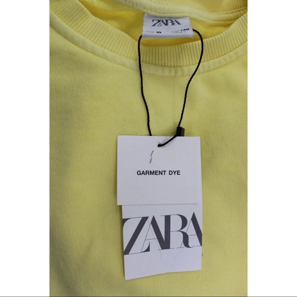 Zara Yellow Slogan Sweatshirt with Seam Detail and Vintage Graphic 10 Kids NWT - Picture 6 of 8